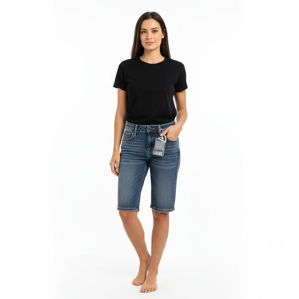 LuLaRoe Women Dark Wash Denim Stretch Bermuda Shorts Casual Everyday Size 0